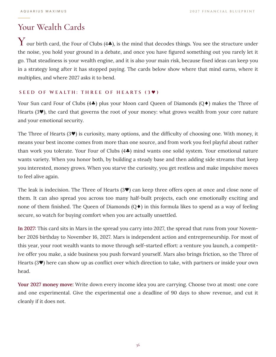 Your wealth cards